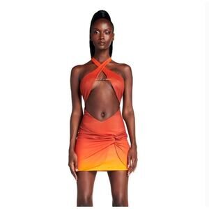 I.AM.GIA | Cosma Orange Yellow Ombre Cross Front Mini Dress | Medium